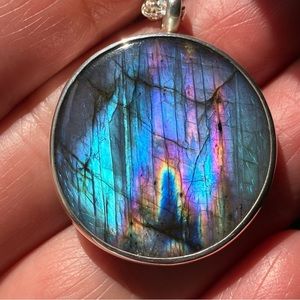 Flashy Genuine Labradorite Pendant Necklace Artisan Handmade 925 Sterling Silver